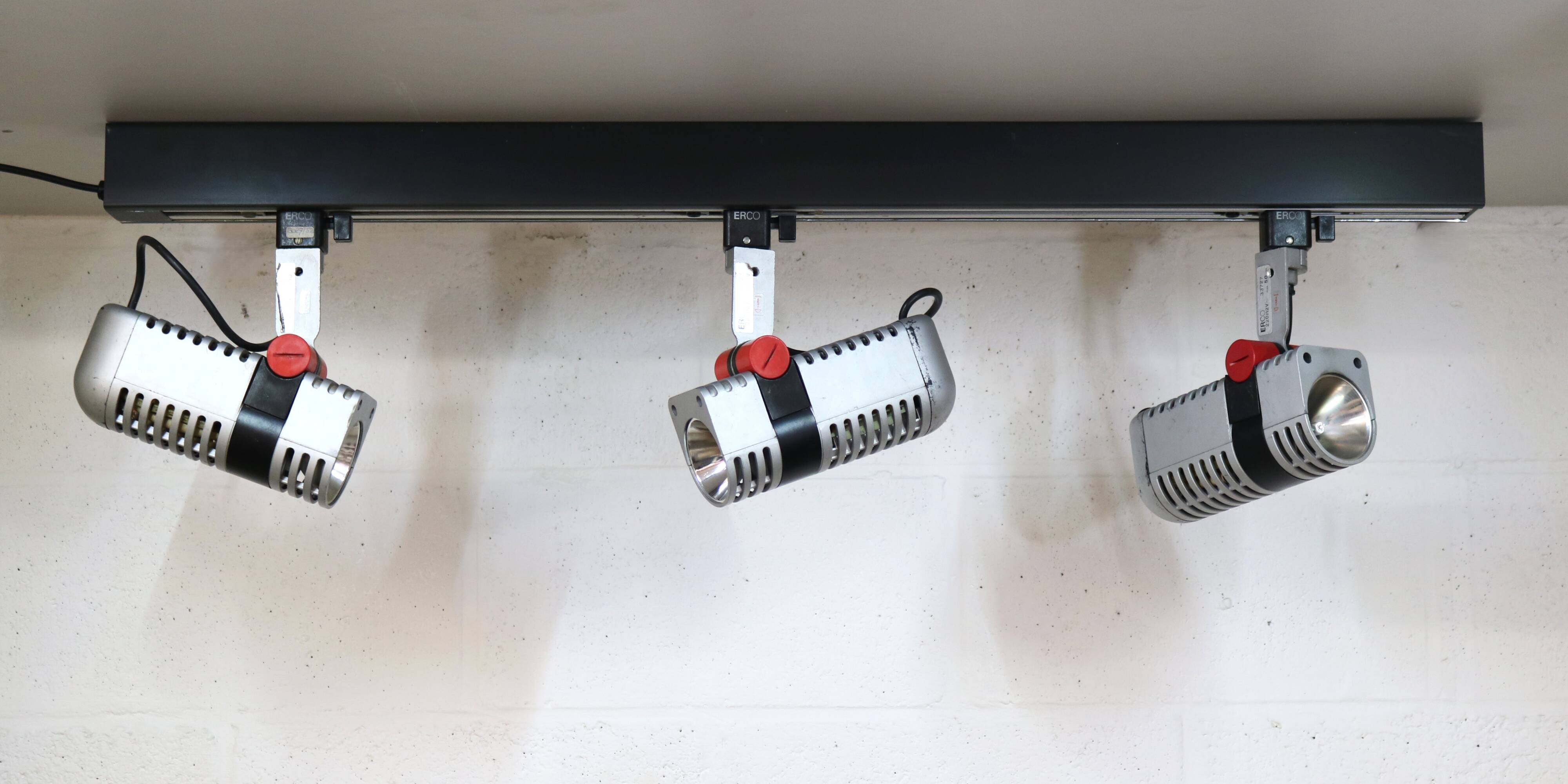 Set of 3 roger tallon vintage erco halogen spots - rare model 33727 - 1975