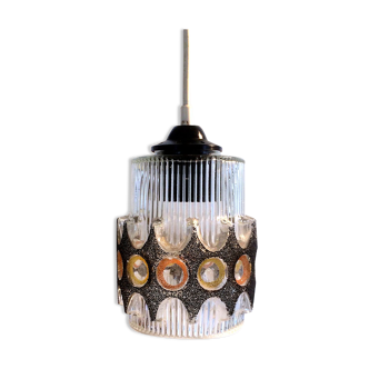 Vintage speckled glass hanging lamp, 60s
