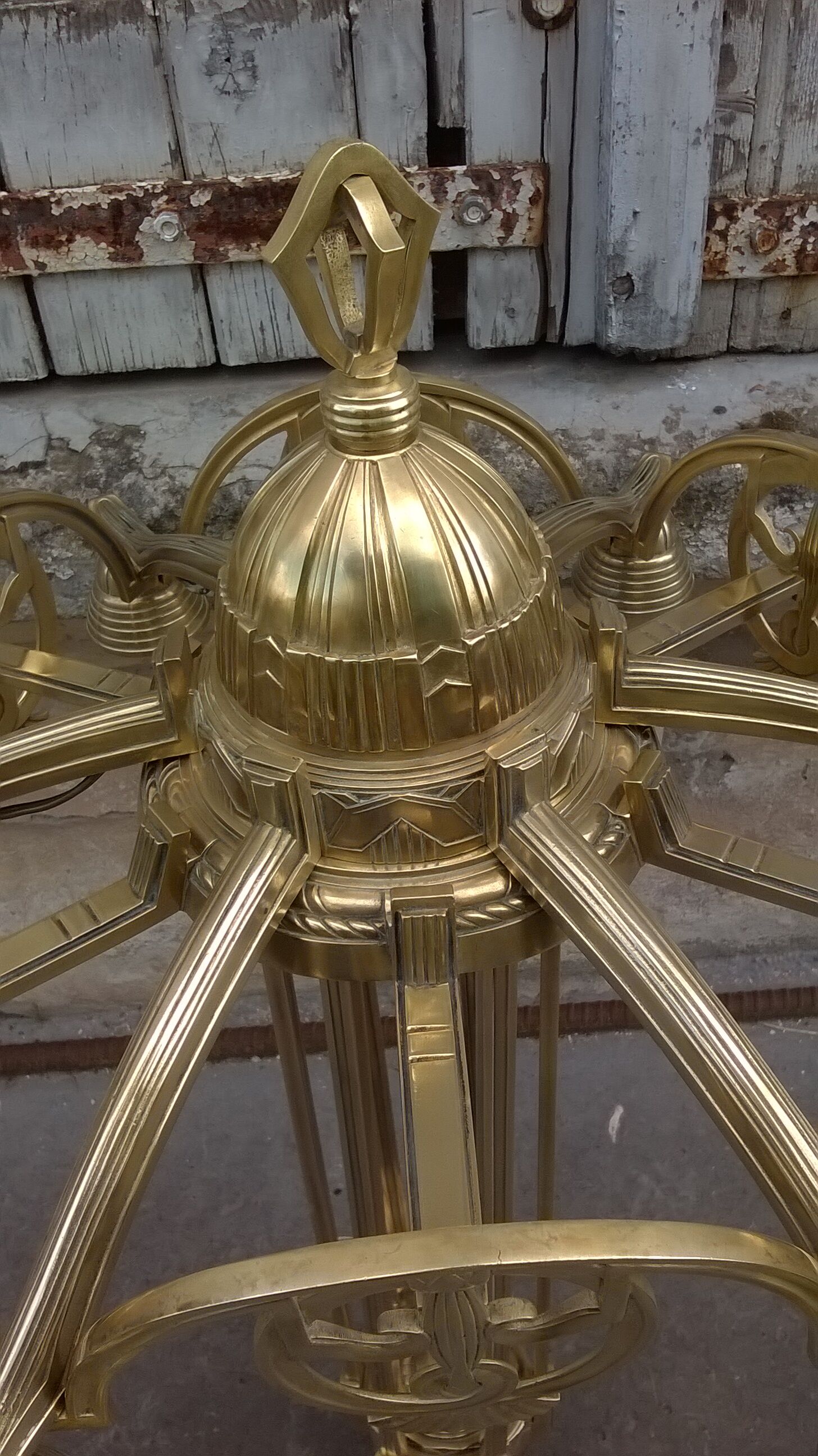 Bronze chandelier and brass art deco period
