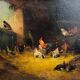 Vintage oil, "Le Poulailler" by P.Denarié, 19th