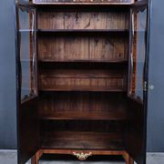 Showcase in precious wood marquetry, Louis XV Transition style.