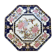 Antique octagonal plate with bird and peony motifs, chinoiseries.