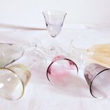 Six vintage polychrome glasses