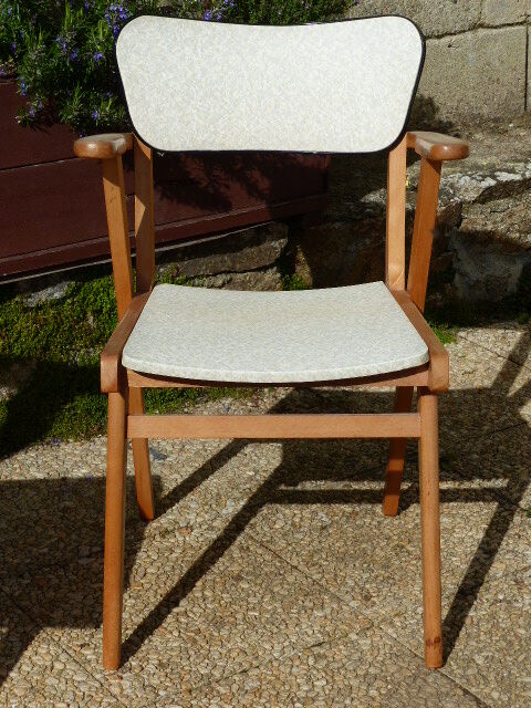 Pair of Bridge skai and wood chairs years 70's