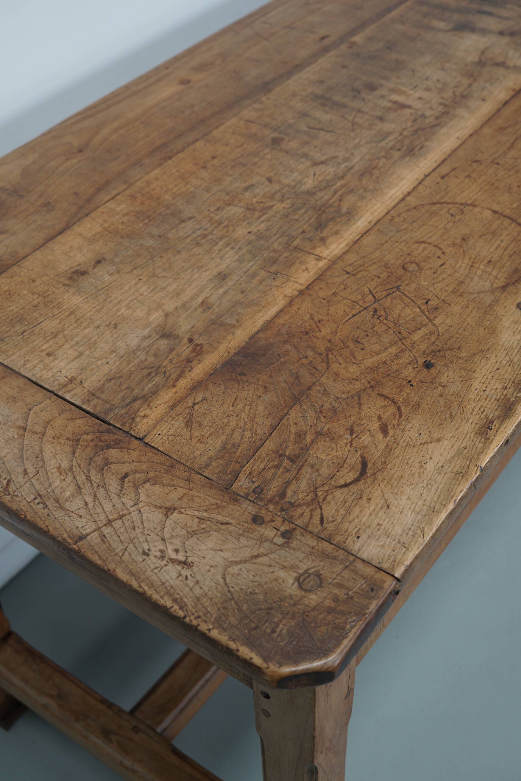 Antique elm 19th century french rustic farmhouse dining table