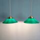 Duo de suspensions coniques en opaline verte, style Art Déco