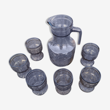 Vintage carafe with 6 water glasses