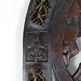 African door in carved wood and bronze of village chief Baboun, Cameroon, early 20th century