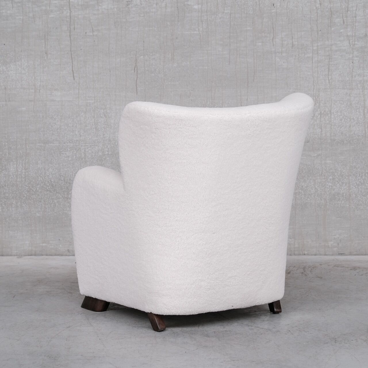 Pair of white boucle danish mid-century armchairs
