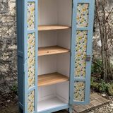 Armoire parisienne ancienne bleue grisée H154