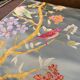 Chinoiserie Bird Cushion Cover, Cream Piped Silk Botanical Pillow