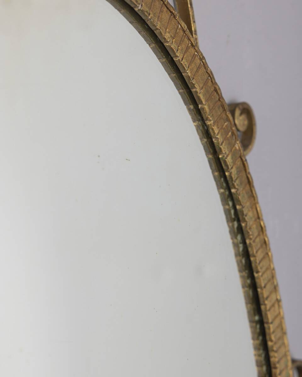 SPECCHIO DA PARETE VINTAGE ANNI 50 METALLO DORATO DESIGN PIER LUIGI COLLI