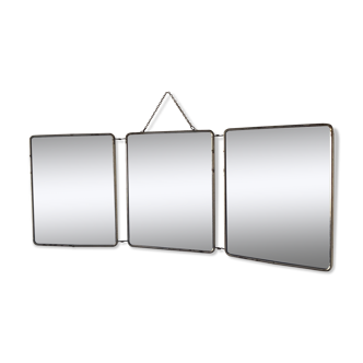 Mirror triptych barber 31x79cm vintage 1960
