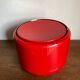 Stelton Denmark ice bucket in red ABS, Space Age pop 1960.
