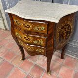 Chiffonnier sauteuse Louis XV en marqueterie