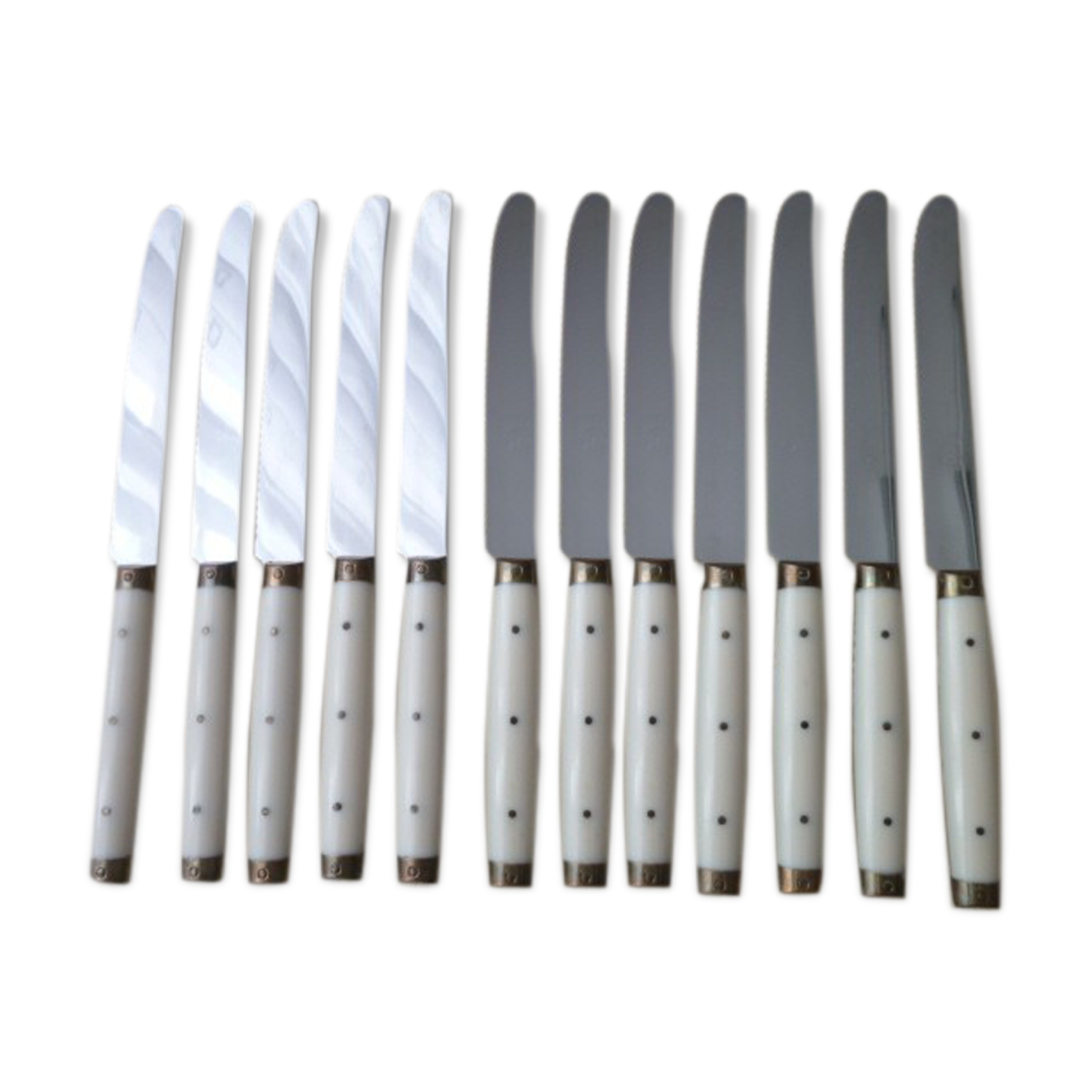 Set of 12 vintage table knives 50s stainless steel