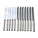 Set of 12 vintage table knives 50s stainless steel