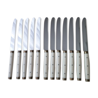 Set of 12 vintage table knives 50s stainless steel