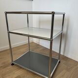 USM Haller Side Table in Pure White & Medium Grey