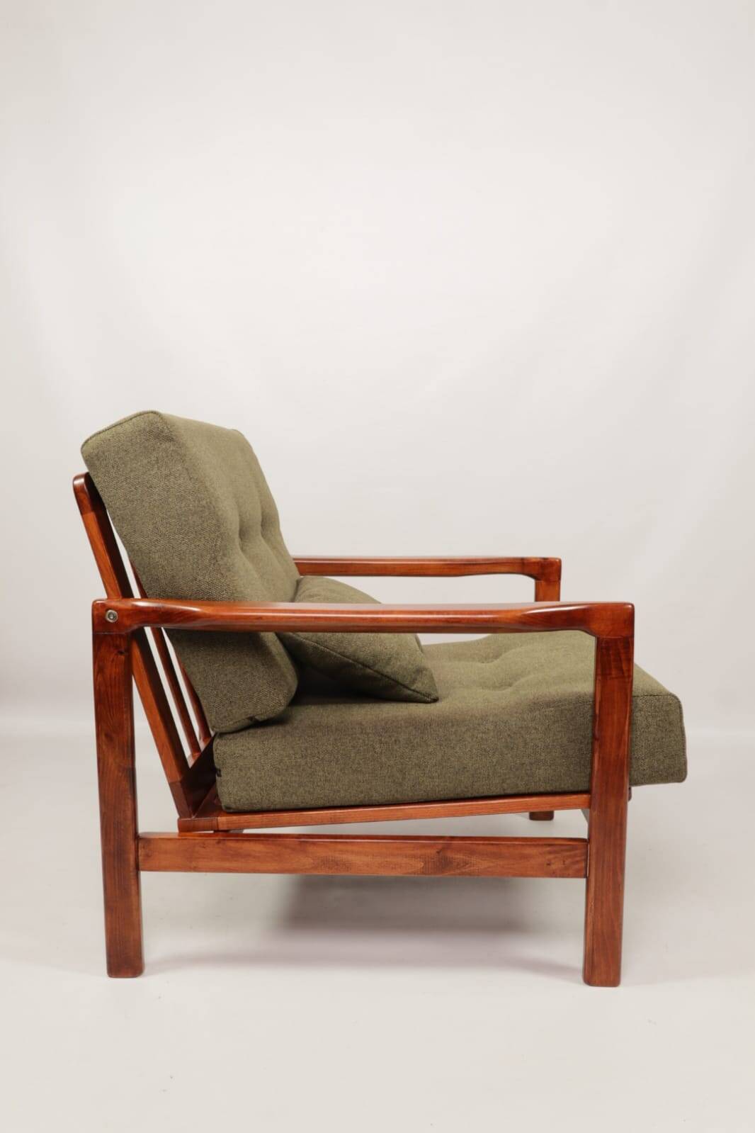 Mid Century Armchair Green Pillows Upholstery Living room armchair renovated