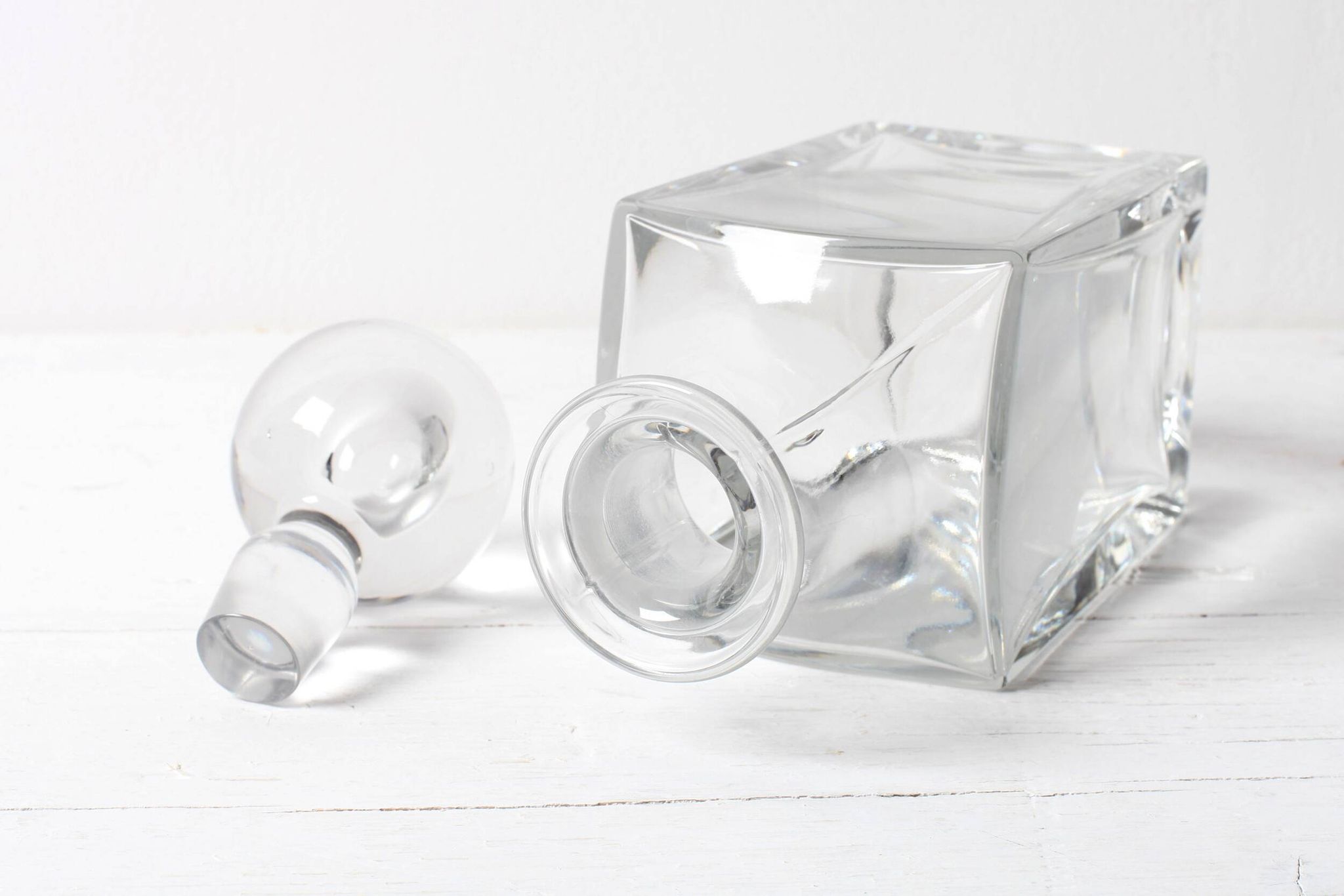 Mid-Century Crystal Whiskey Decanter: Italian Glass Liquor Carafe, 1960s