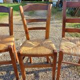 6 old straw chairs