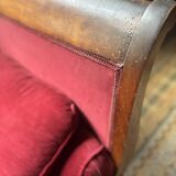 Méridienne acajou et velours rouge