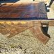 Coffee table elephant saddle in metal and copper wood