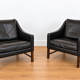 Fredrik Kayser mid-century leather & rosewood lounge chairs – brown leather