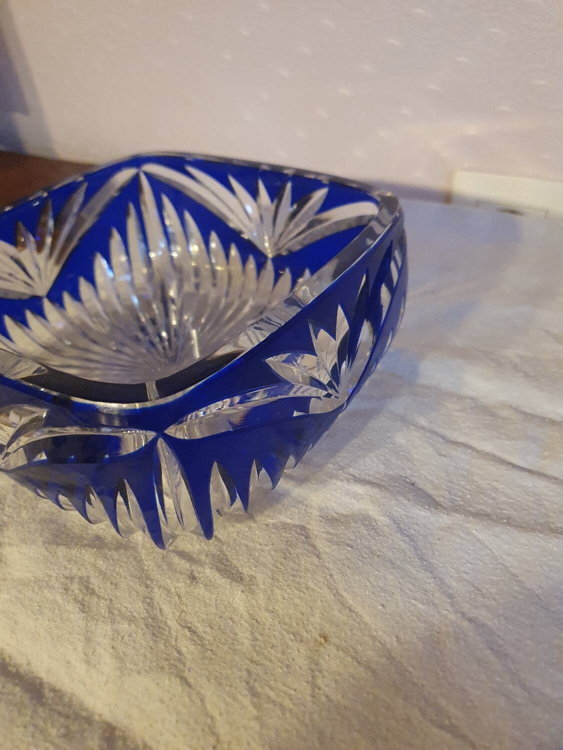 Vintage blue bohemian crystal pocket empty cup