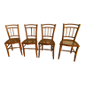 Lot de 4 chaises bois cannées