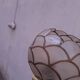 Floral floor lamp in pearlescent Capiz, 1970s.