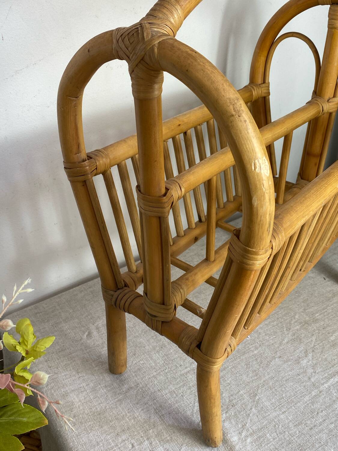 Rattan magazine rack