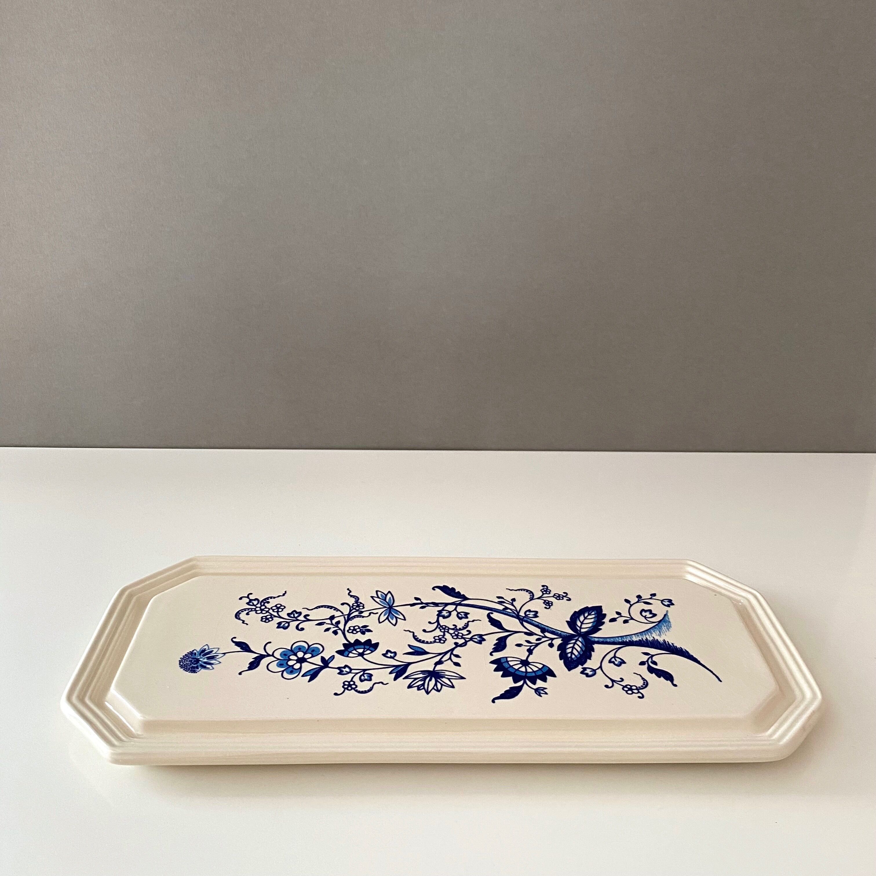 Vintage Cake Plate, Pie Plate, Serving Plate, Blue Beige, Ceramic Herbolzheim,