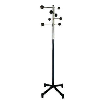 Coat rack chrome and wood, 1970's
