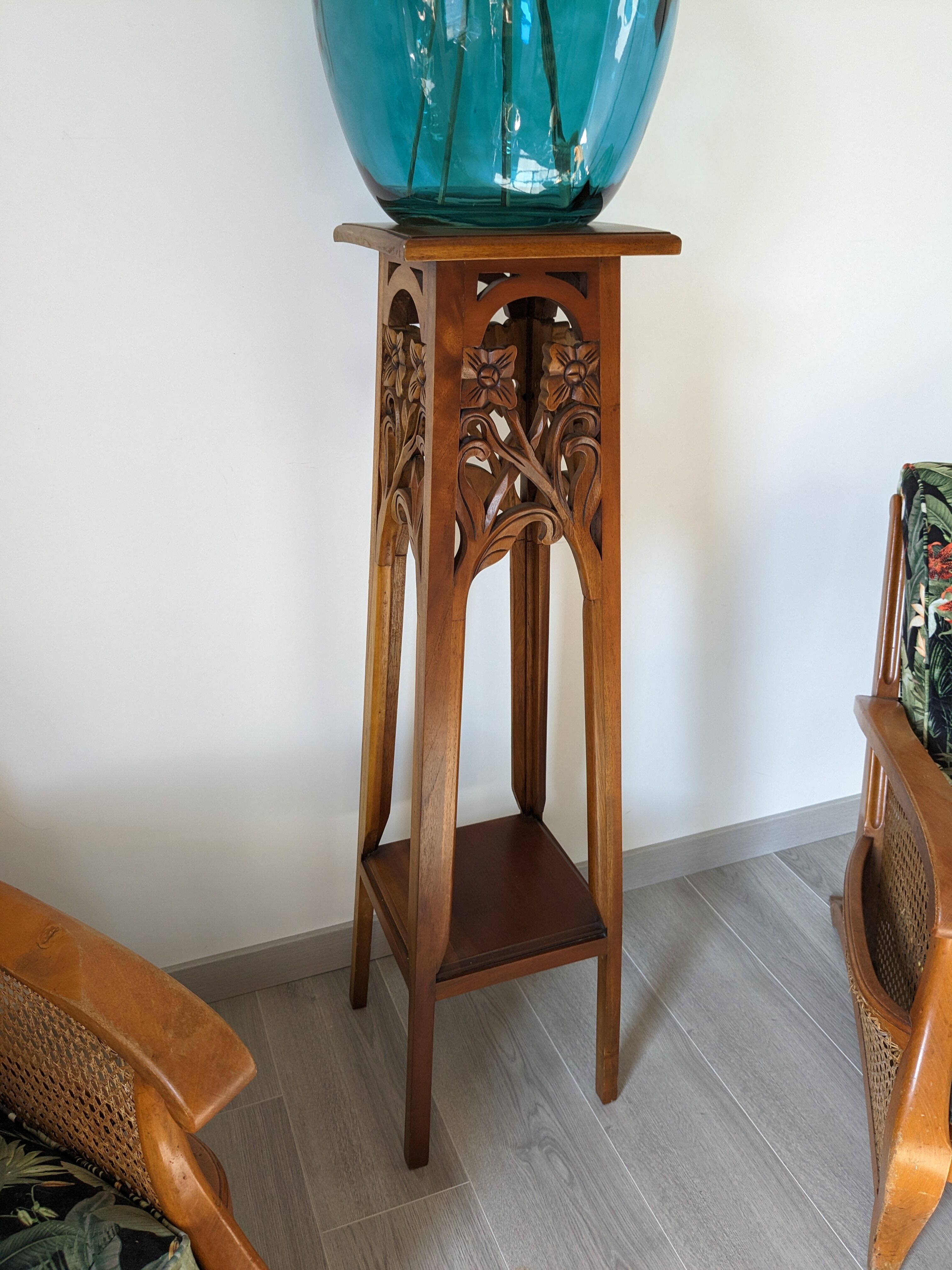 Art nouveau spirit side table in solid walnut