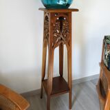 Art nouveau spirit side table in solid walnut