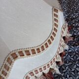 Vintage XXL pagoda lampshade with ecru fabric headband and fringes