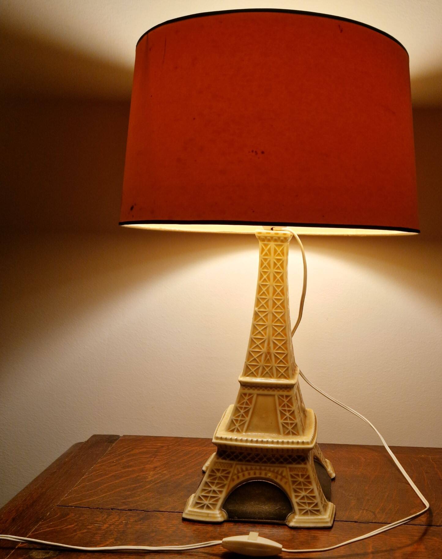 Vintage advertising lamp Garnier – Eiffel Tower in ceramic – Paris
