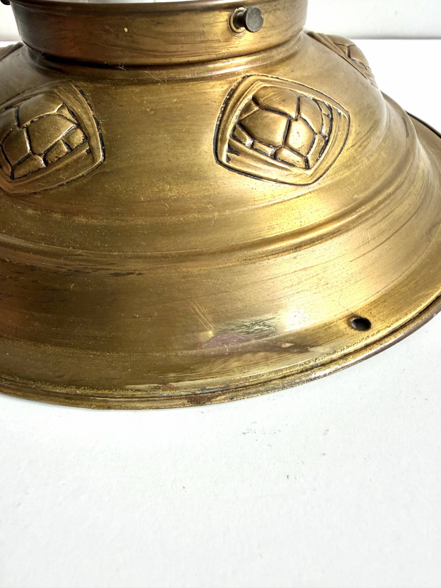 Scandinavian Art Deco Ceiling Lamp in Brass & Glass