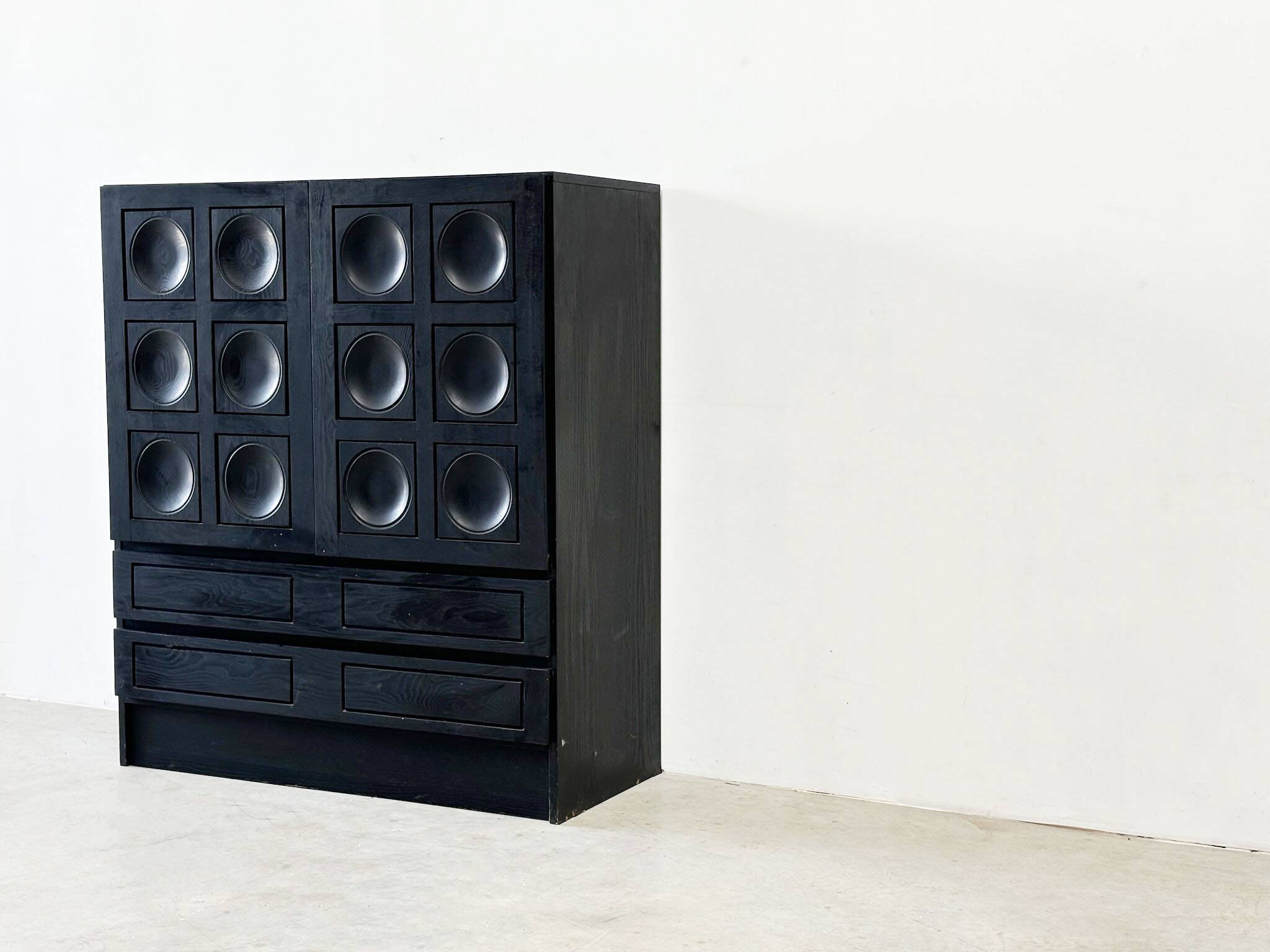 1970's Belgian brutalist graphical Musterring bar cabinet