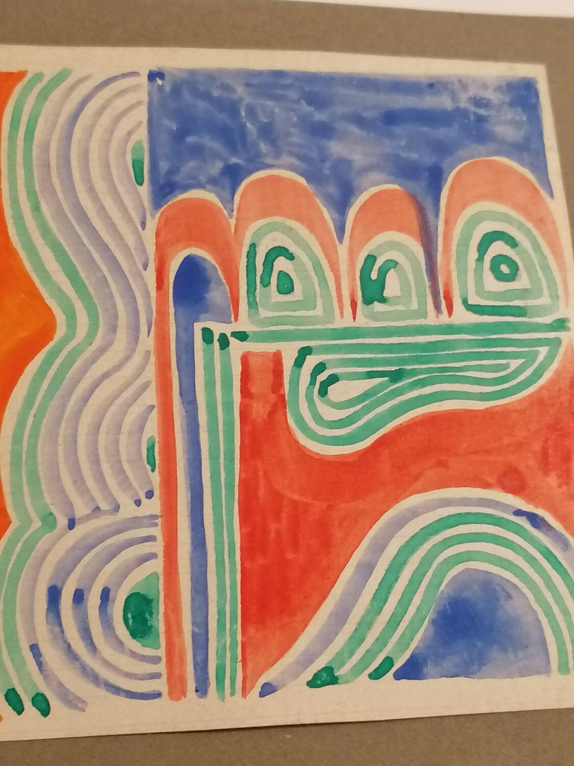 Gouache originale de Sonia DELAUNAY - Étude de tissu - Robert PERRIER