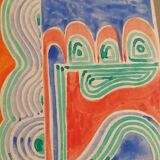 Gouache originale de Sonia DELAUNAY - Étude de tissu - Robert PERRIER