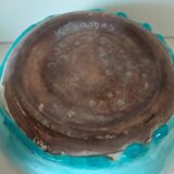 Turquoise cracked ceramic empty pocket signed Keramos, Sèvres circa 1950