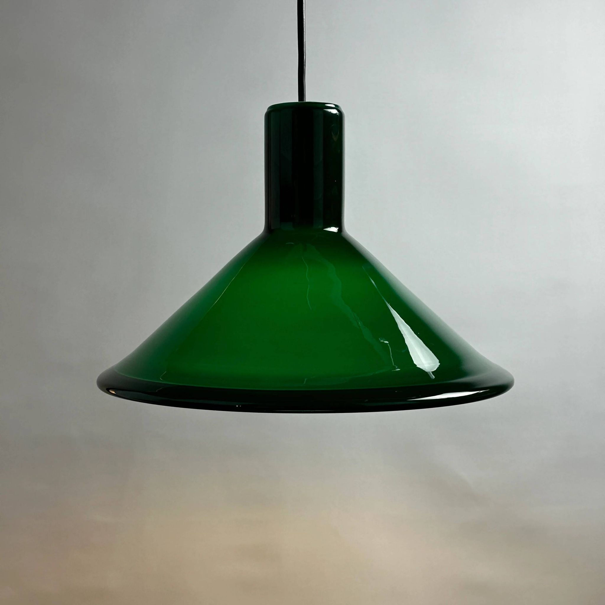 Green Danish glass pendant by Michael Bang for Holmegaard 1972