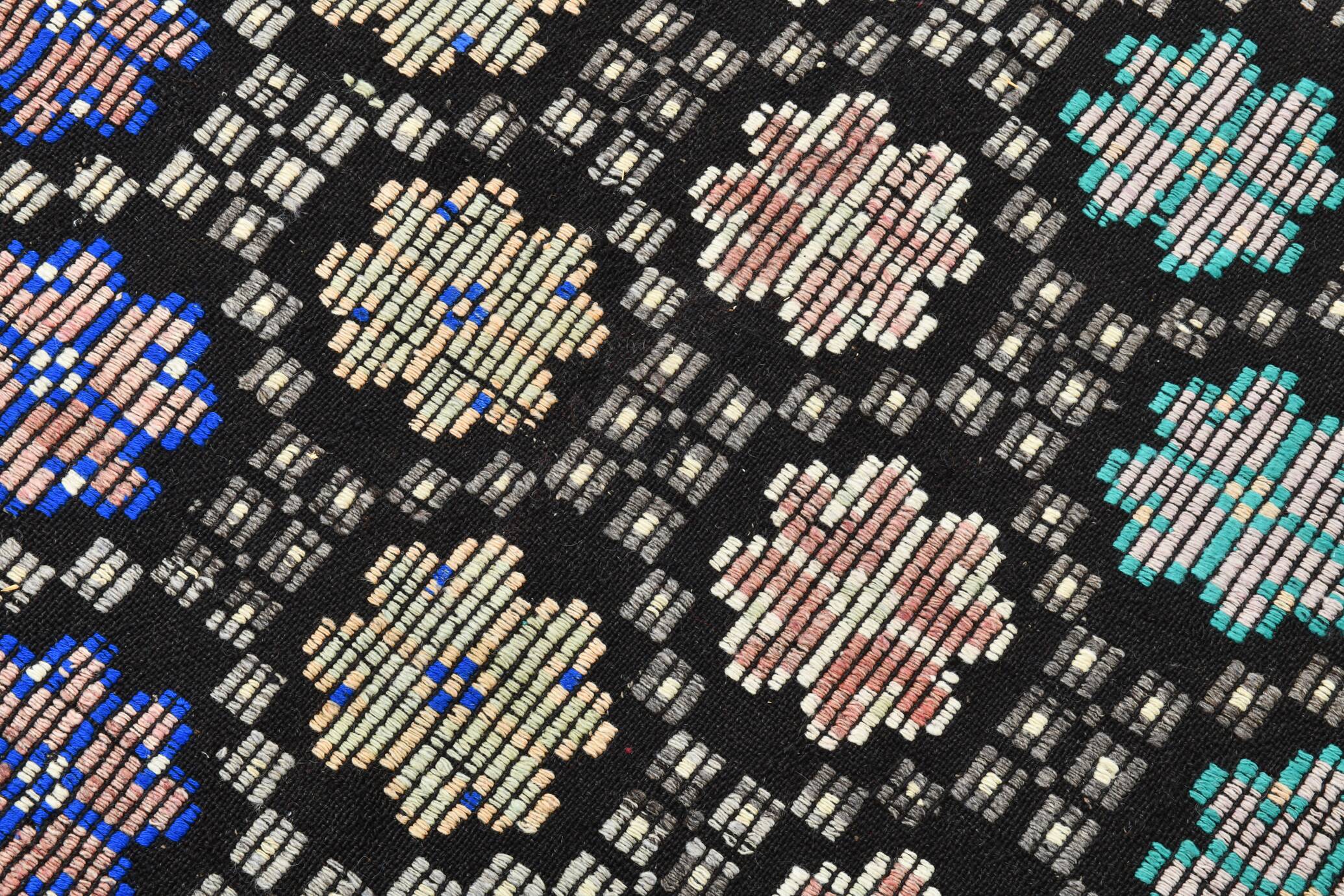 6x10 Geomtric Pattern Tribal Kilim Rug, 194x305 Cm