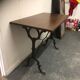 Old rectangular metal bistro table Wooden top Bar Restaurant