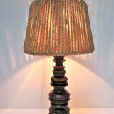 Wood lamp turned vintage rope blinds