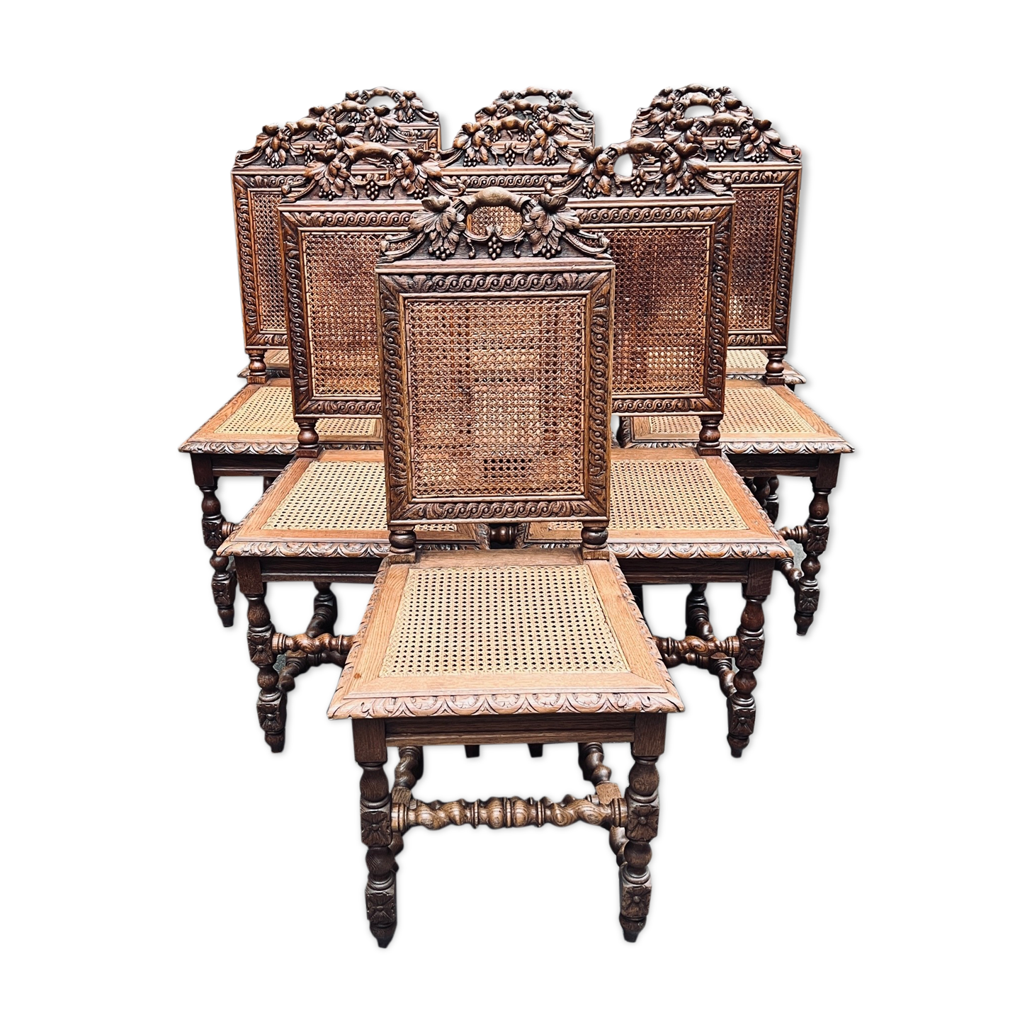 Set of 12 Louis XIII style chairs.