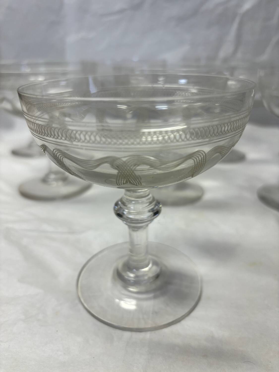 Set of 8 old champagne glasses